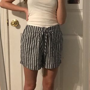 Striped Linen Blend Shorts